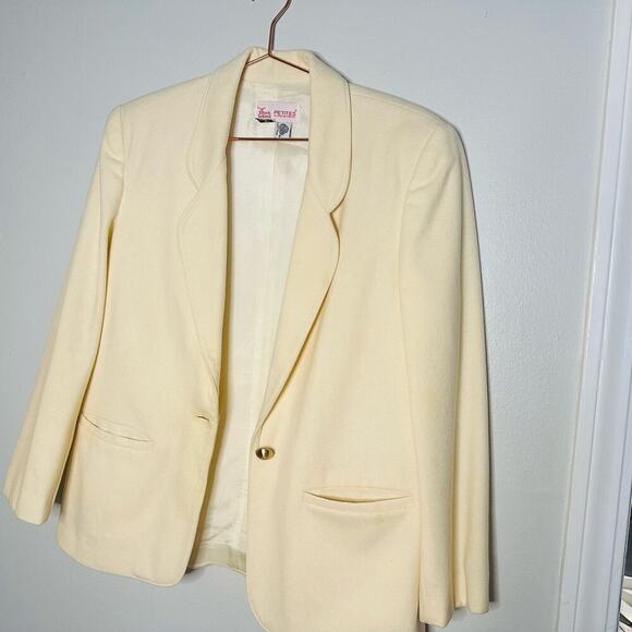Vintage Block Island Petites Wool Shoulder Pad Single Button Blazer Jacket size8 - Picture 5 of 11